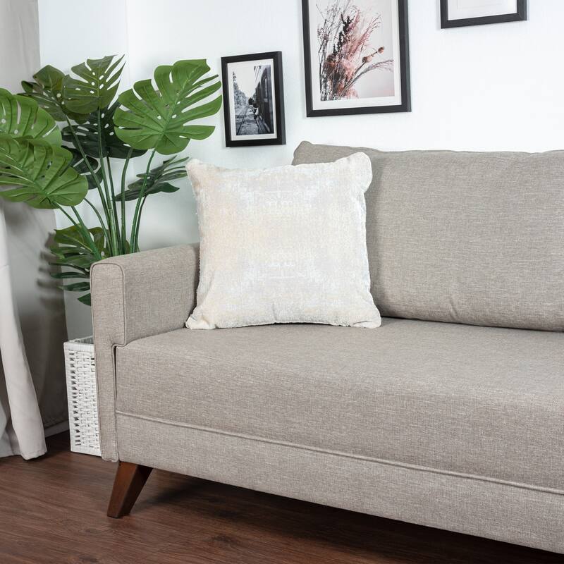 Sevita Beige/ Gray Modern Abstract Acrylic Blend Throw Pillow - Accent - 20" x 20" - Polyester - Gray/Beige - Single