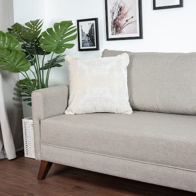Sevita Beige/ Gray Modern Abstract Acrylic Blend Throw Pillow