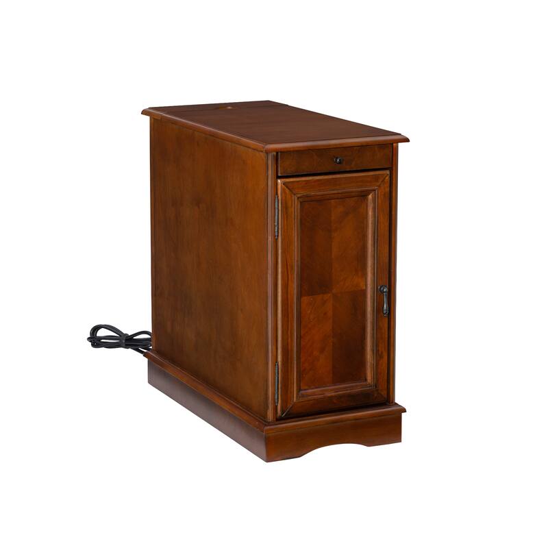 Rectangular Accent Table with USB and Storage Compartment - 24" - Hazelnut Brown