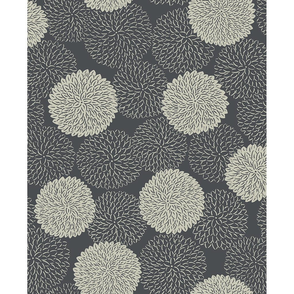A-Street Prints Blithe Charcoal Floral Wallpaper