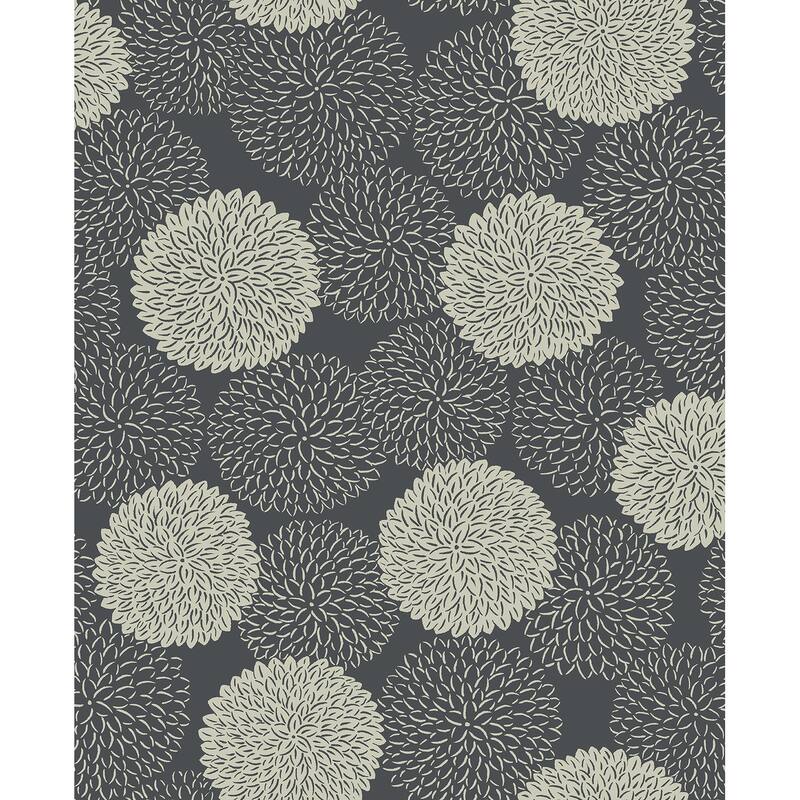 A-Street Prints Blithe Charcoal Floral Wallpaper