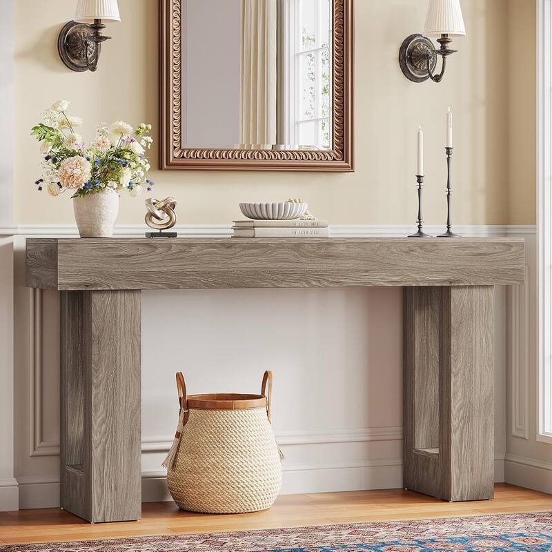 63" Wooden Console Table, Rectangular Sofa Table for Behind Couch, Entryway, HallwayLiving Room