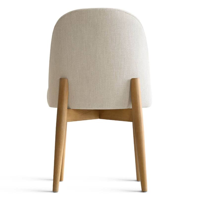 Linen Upholstered Dining Chairs With Solid Wood Legs (Set of 8)