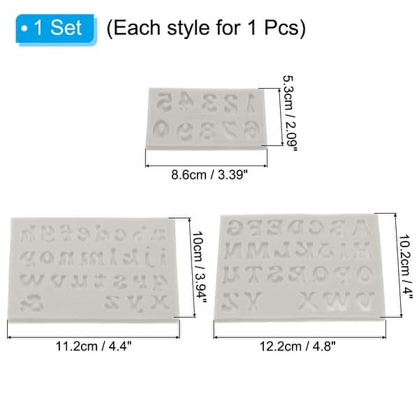 dimension image slide 0 of 3, 3PCS Polymer Clay Mold, Fondant Mold Letter Number Mold Silicone Rose