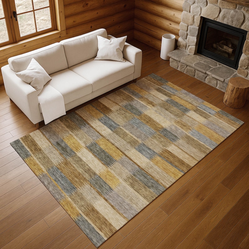 Premium Washable Super Soft Geo Stripe Mayfield Rug