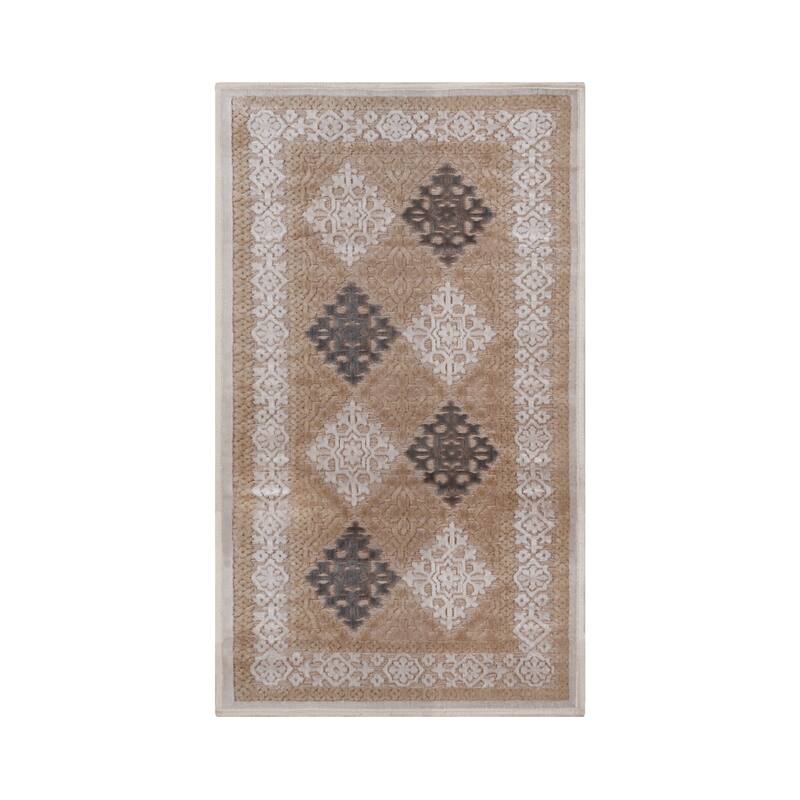 Superior Floral Medallion Sculpted High-Low Pile Polyester Area Rug