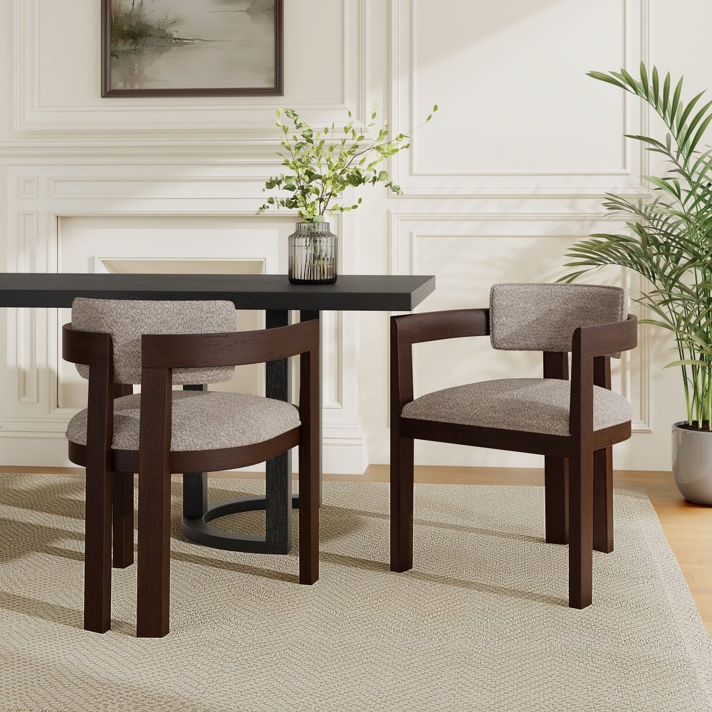 Conrad Sophisticated Modern Dining Chair With Armrest and Solid Wood Frame by Christopher Knight Home