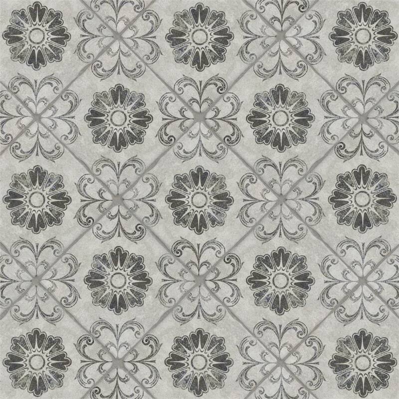 Merola Tile Costa Cendra Decor Fleur 7-3/4" x 7-3/4" Ceramic Floor and Wall Tile