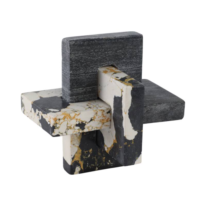 Stone Marble Decorative Object Geometric Sculpture Handcrafted Accent