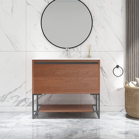 Tellara 40" Freestanding Bathroom Vanity Set with Ceramic Vanity Top