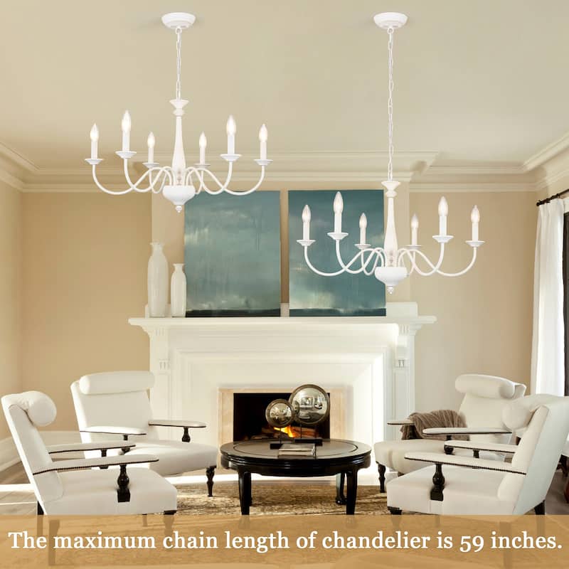 Modern Farmhouse 6-Light Candle Chandelier Light Fixture for Dining Room - W27.95"x H16.14" - N/A