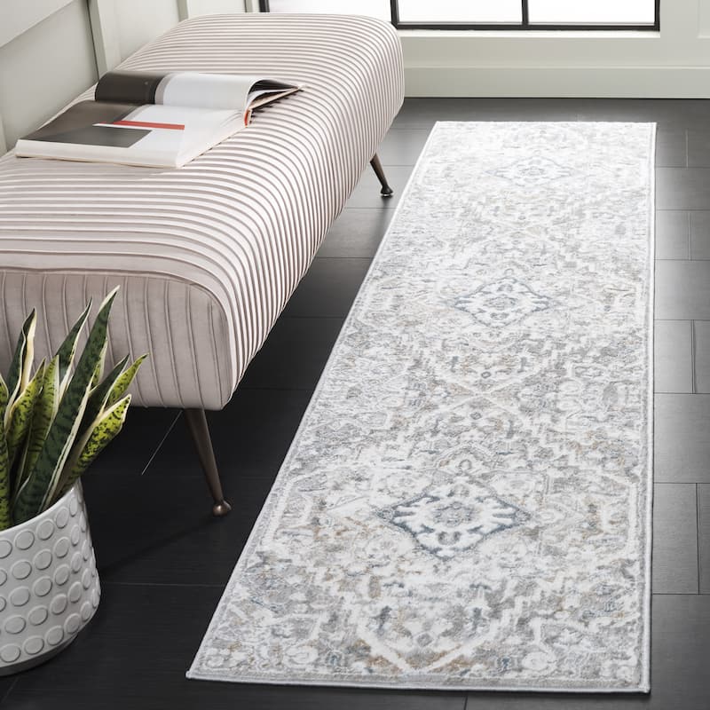 SAFAVIEH Easton Rosel Oriental Rug - 2' x 8' Runner - Grey/Ivory