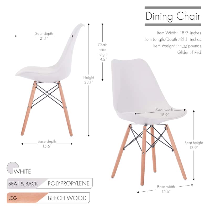Porthos Home Mid-Century Modern Dining Chairs Set of 2 with Cushion