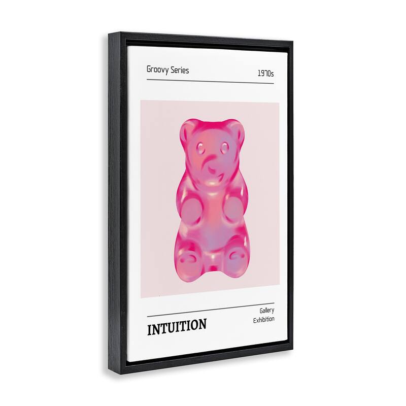 Stupell Intuition Phrase Candy Bear Framed Floater Canvas Wall Art Design By LSR Design Studio