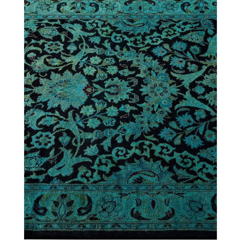Overton Hand Knotted Wool Vintage Inspired Modern Contemporary Overdyed Blue Runner Rug - 2' 7" x 10' 5"