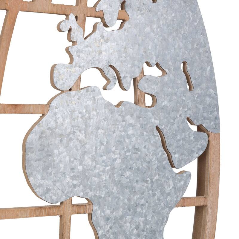 Marquett Wood & Metal Magnetic Pin World Map Wall Art - 18"H x 51"W x 1"D