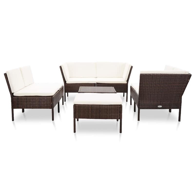 vidaXL Patio Furniture Set 8 Piece Sectional Sofa with Coffee Table Rattan - 23.6" x 23.6" x 13.8"