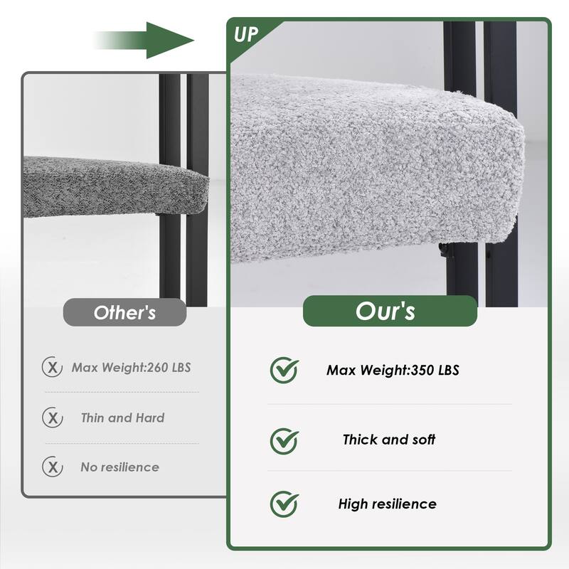 Set of 2 Upholstered Dining Arm Chairs, Bouclé Fabric Accent Chairs with Metal Frame, with Cushioned Seat & Back