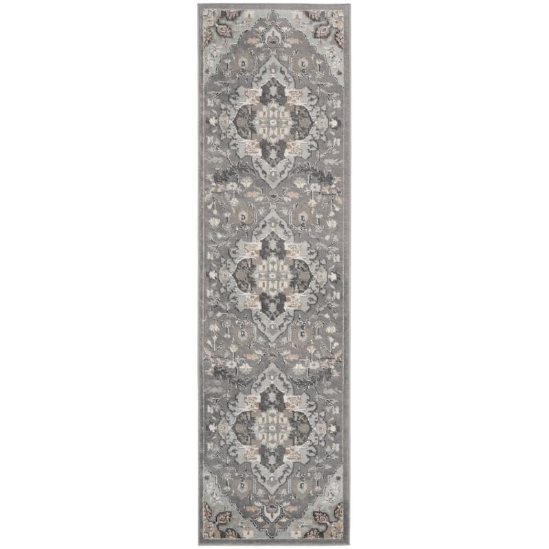 Nourison Elation Persian Floral Medallion Area Rug - 2' 2" x 12' - Ivory/Grey - Runner