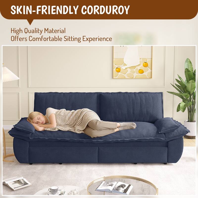 73" Queen Convertible Sleeper Sofa, 3-in-1 Pull Out Sofa Bed, Velvet Upholstery, Space-Saving Loveseat for Small Spaces