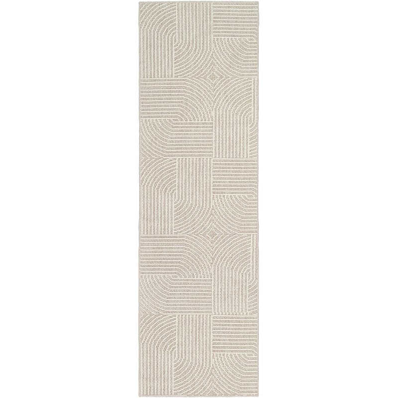 Nourison Textured Home Indoor only Geometric Area Rug - 2' 3" x 7' 6" - Beige/Ivory