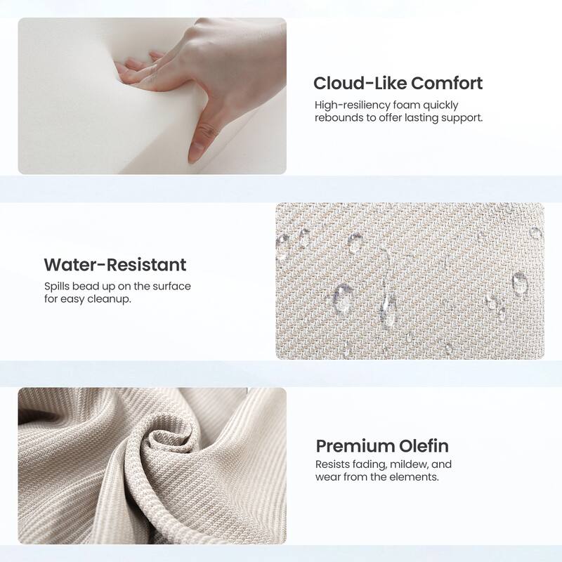 Pocassy 6 Pieces Outdoor Sofa Siwvel Chair Ottoman w/ Fire Table