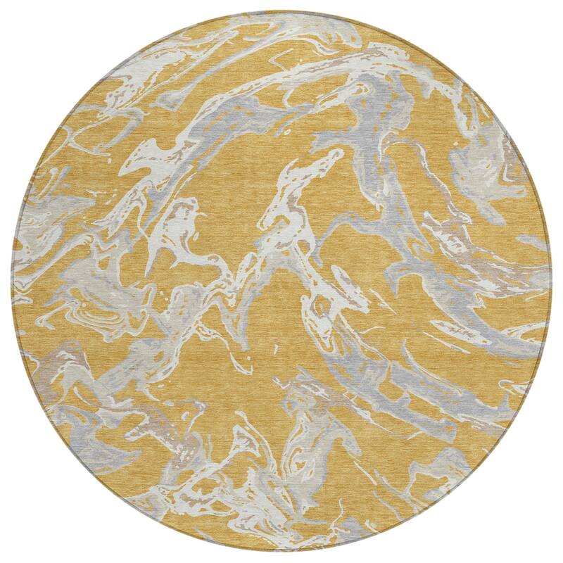 Machine Washable Indoor/ Outdoor Modern Wave Chantille Rug