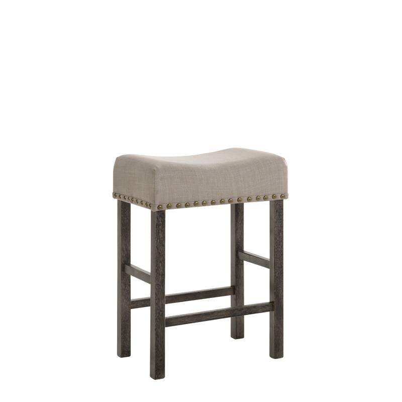 Martha II Tan Linen & Weathered Gray Finish Counter Height Stool (Set of 2)