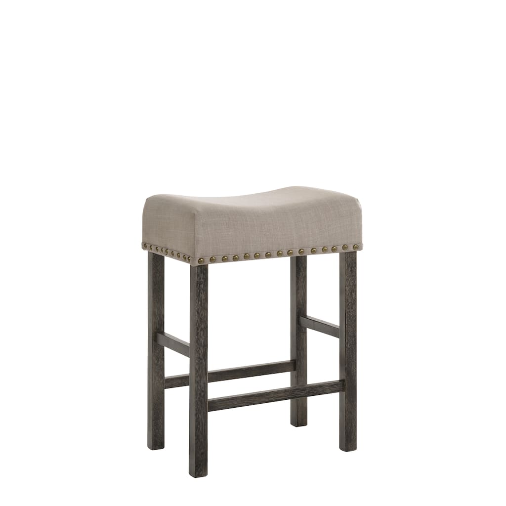 Martha II Tan Linen & Weathered Gray Finish Counter Height Stool (Set of 2)