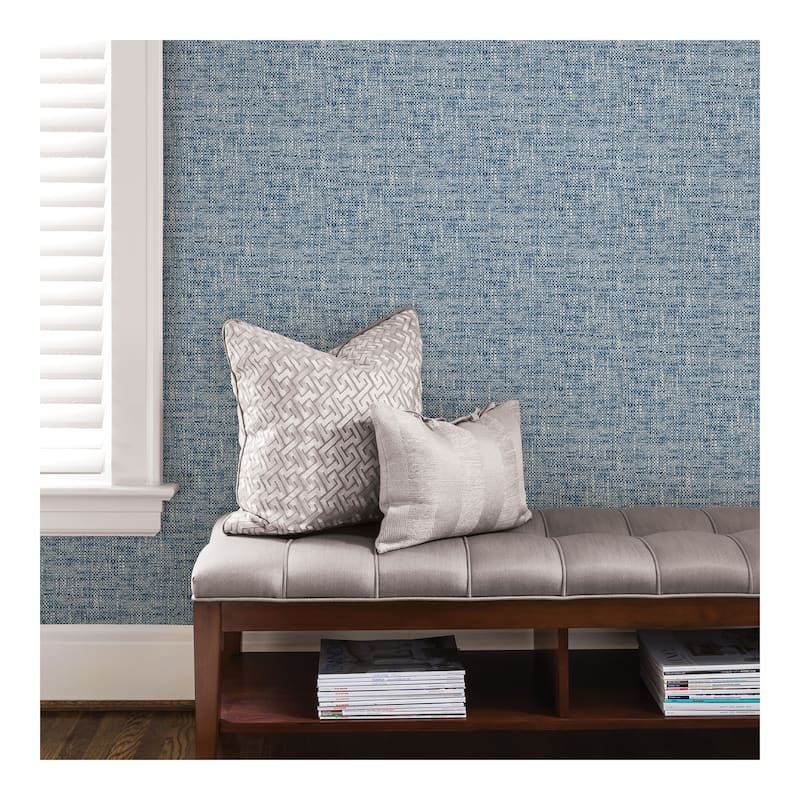 NuWallpaper Navy Poplin Texture Peel & Stick Wallpaper - 216in x 20.5in x 0.025in