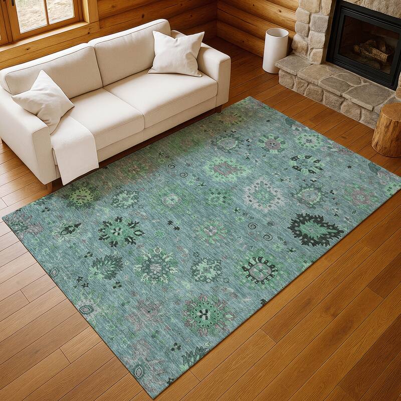 Machine Washable Indoor/ Outdoor Vintage Traditional Chantille Rug