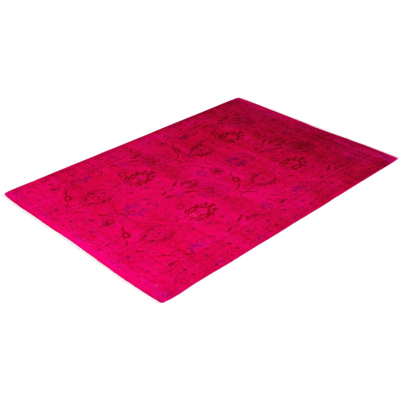 Overdyed, One-of-a-Kind Hand-Knotted Area Rug - Pink - 4' 1" x 5' 10"