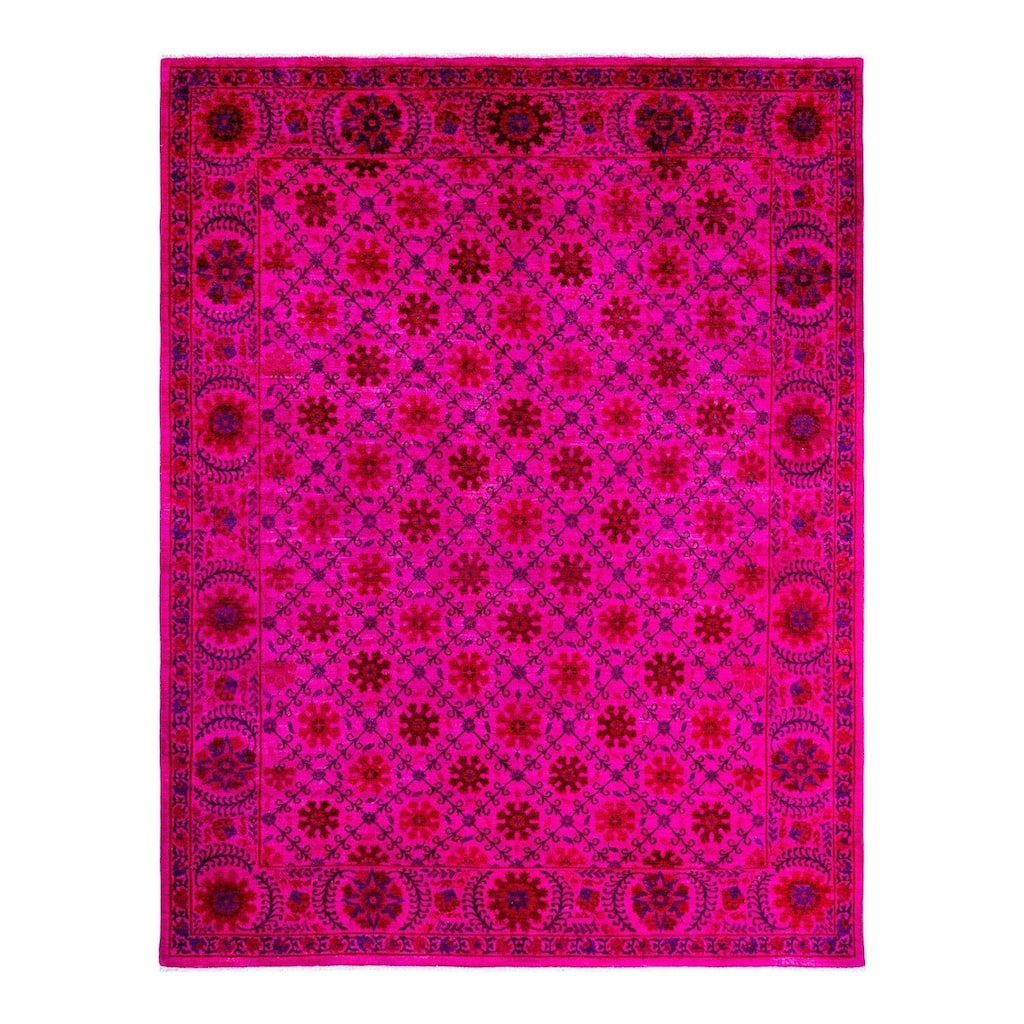 Overdyed, One-of-a-Kind Hand-Knotted Area Rug - Pink - 7' 10" x 10' 2"