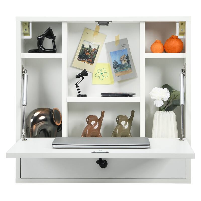 Costway Wall-Mount Floating Desk Foldable Space Saving Laptop - See details