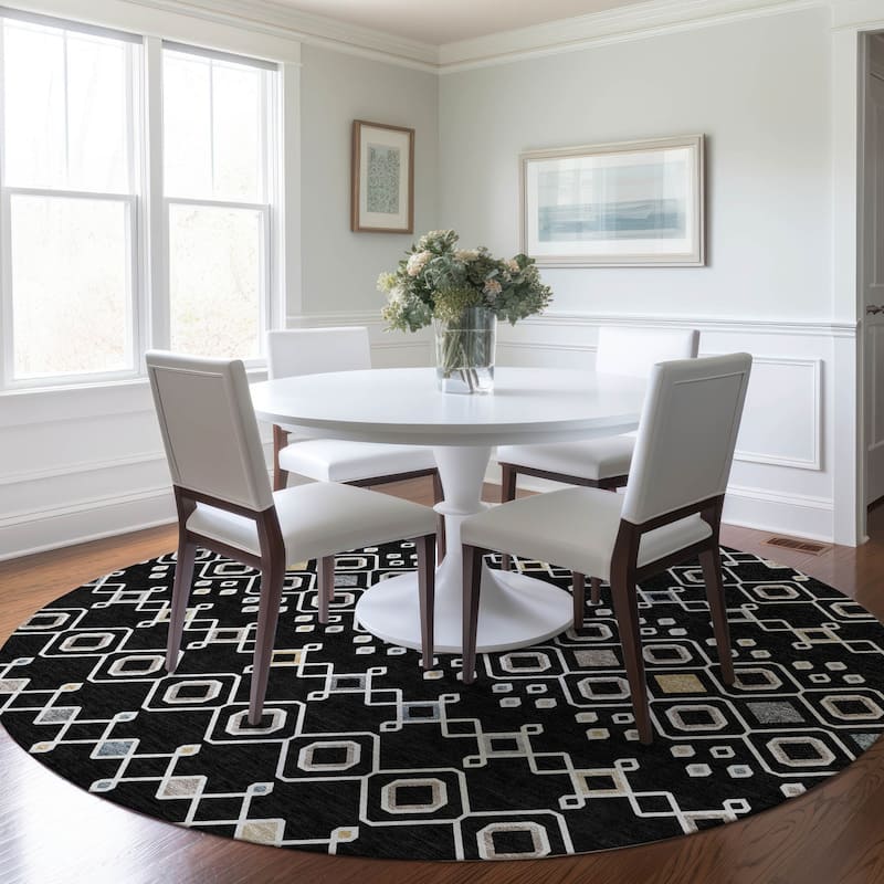 Machine Washable Indoor/ Outdoor Global Contempory Chantille Rug