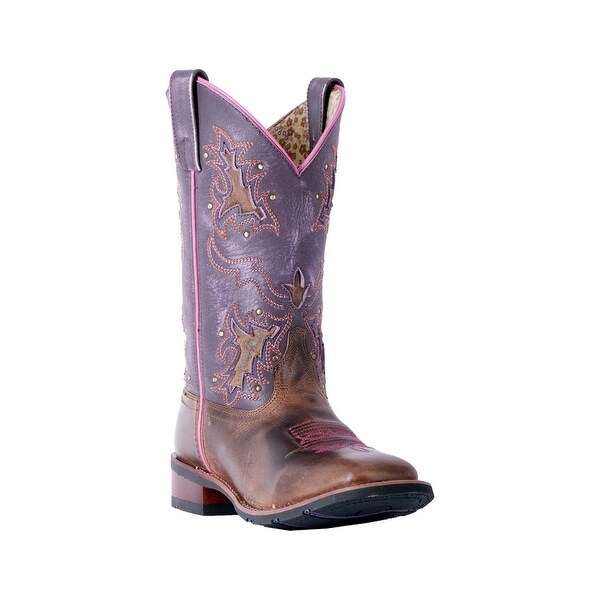 Laredo Western Boots Womens Lola Broad Square Stockman Tan Purple