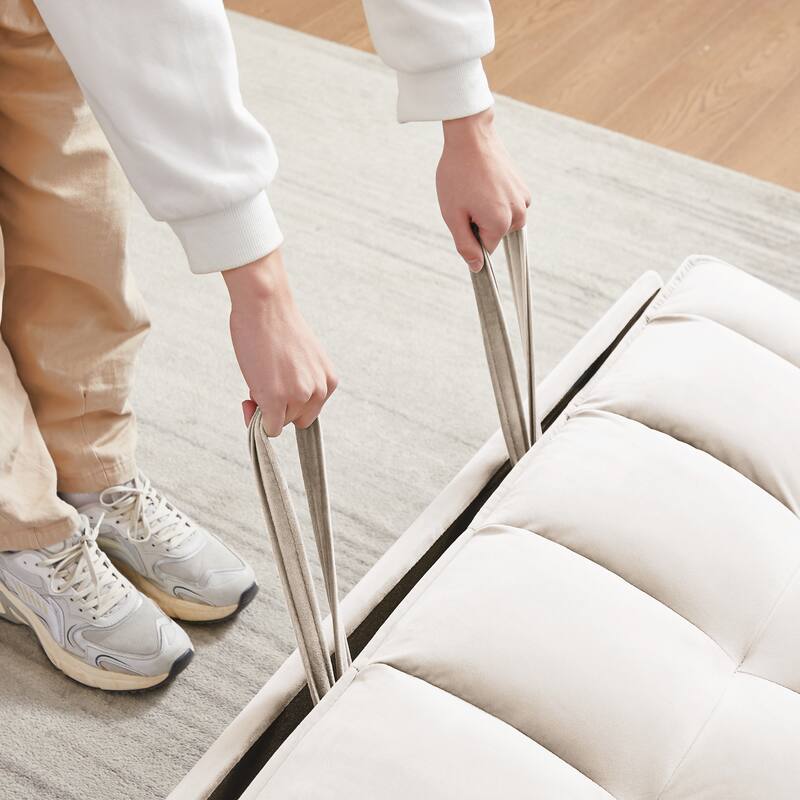 55.2" Velvet 2-in-1 Convertible Sofa Bed with Adjustable Backrest