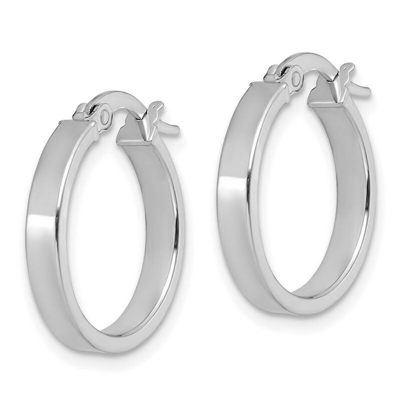Curata 14k White Gold Polished 4x18.5mm Flat Hoop Earrings