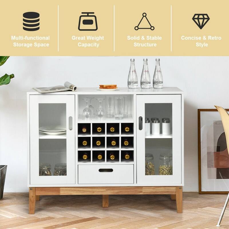Wood Wine Storage Cabinet Sideboard Console Buffet Server - 39.5" x 13" x 31.5" (L x W x H)