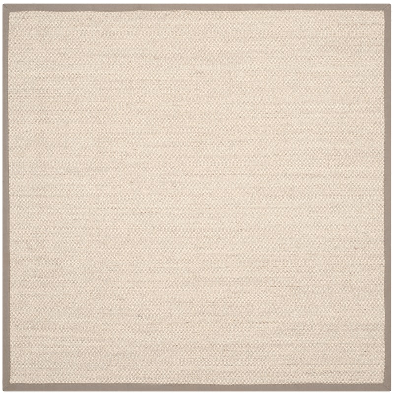 SAFAVIEH Natural Fiber Pacific Casual Border Sisal Rug - 6' Square - Marble/Khaki - Square