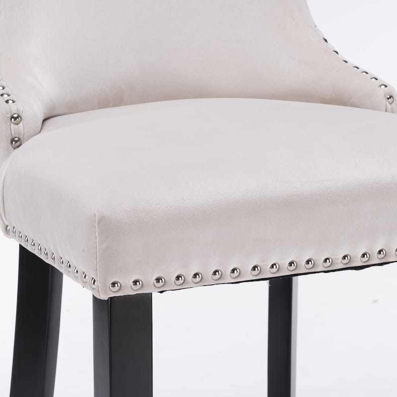 Tufting Wing-Back Barstools Set of 4, Armless Velvet Bar Chairs