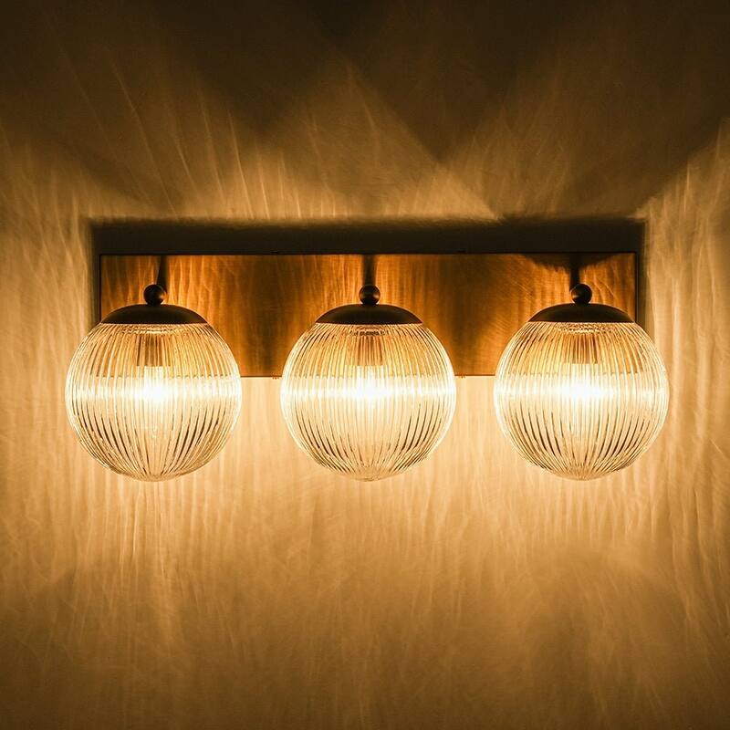Glam 3-Light Dew-like Ribbed Glass Globe Vanity Light - 22.1 in