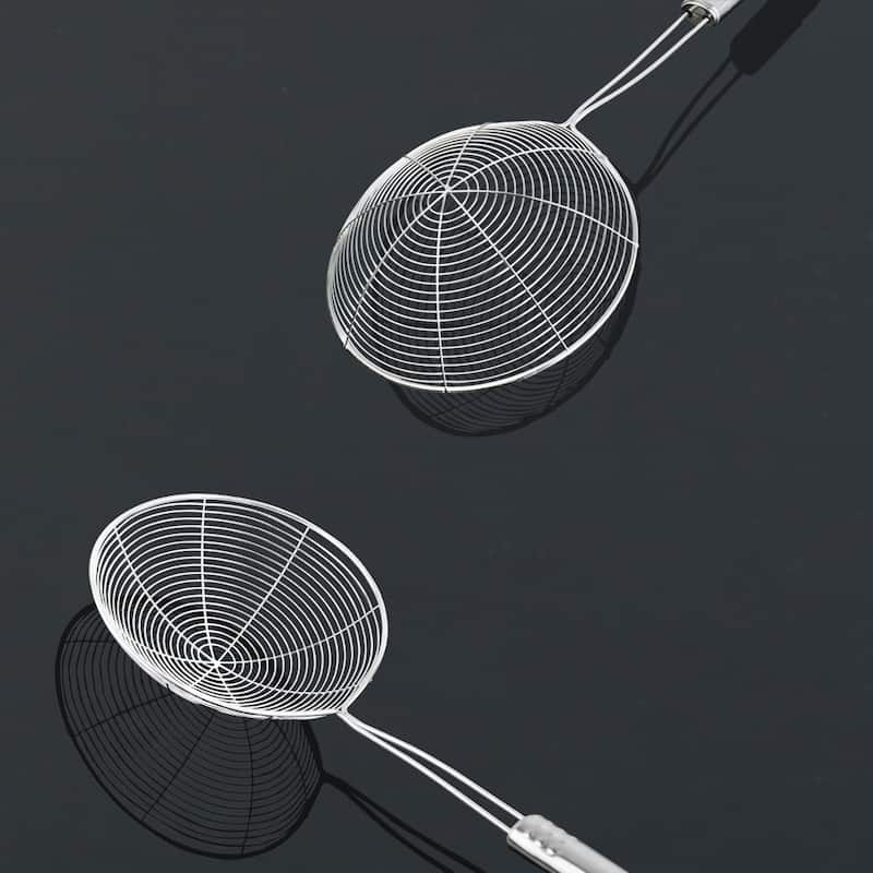 Stainless Steel Mesh Strainer Spider Skimmer Spoon Fry Utensil 5.4"Dia - 14.2"x5.5"x1.7"(L*W*D)
