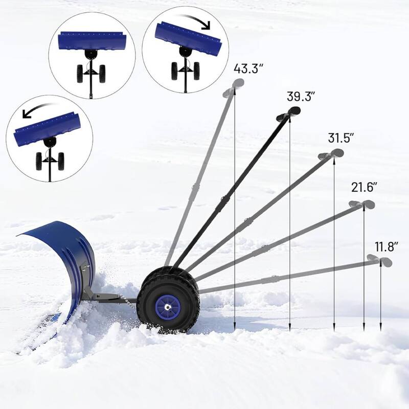 Heavy Duty Single Rod 36-Inch Steel Snow Shovel Plow for Driveways, Sidewalks, Yards