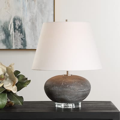 Stone Table Lamp with Tapered Shade - 18.75" - Black