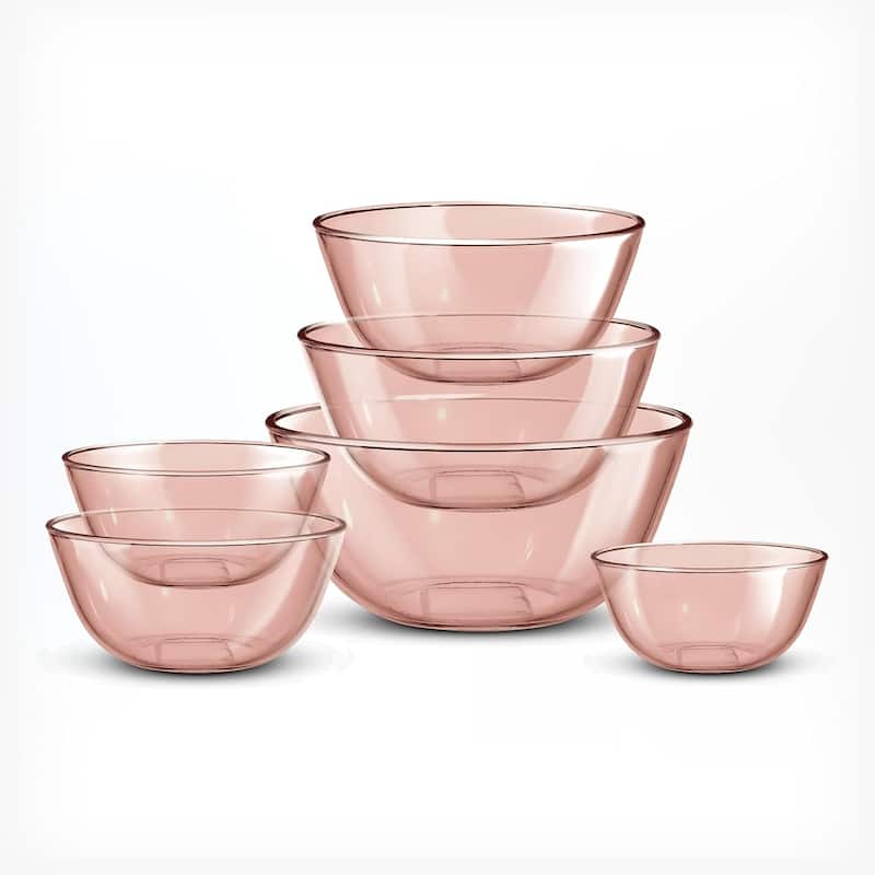 COOK WITH COLOR 12 Pc Glass Nesting Mixing Bowl Set with Lids for Cooking and Prep