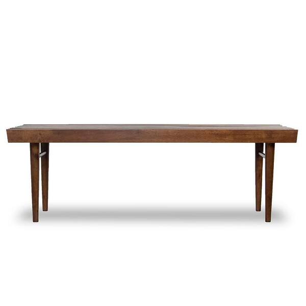 Shop Mid Century Modern Felicity Brown Teak Bench Overstock 31581905