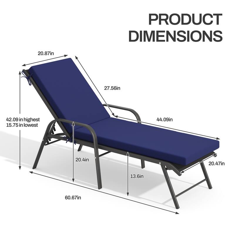 Outdoor Lounge Chairs Chaise Lounge Set with Adjustable Back and Cushions