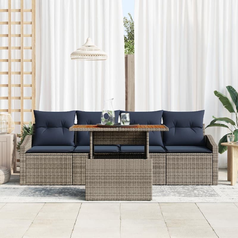 vidaXL 5 Piece Garden Sofa Set with Cushions - 91.7×24.4×27.2