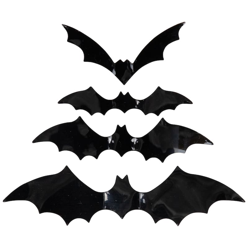 Lighted Halloween Twig Wreath with Bats - Warm White LED Lights - 22" - Black